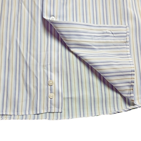 Canali Mens Striped Dress Shirt Neck Size 16 Blue - Picture 4 of 6